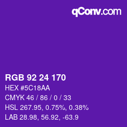 颜色代码: RGB 92 24 170 | qconv.com