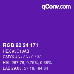 Color code: RGB 92 24 171 | qconv.com