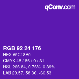颜色代码: RGB 92 24 176 | qconv.com
