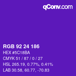 颜色代码: RGB 92 24 186 | qconv.com