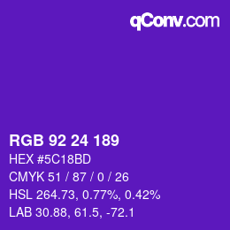 カラーコード: RGB 92 24 189 | qconv.com