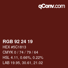 カラーコード: RGB 92 24 19 | qconv.com