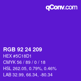 カラーコード: RGB 92 24 209 | qconv.com