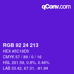 Color code: RGB 92 24 213 | qconv.com