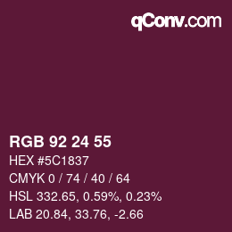 カラーコード: RGB 92 24 55 | qconv.com