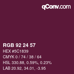 カラーコード: RGB 92 24 57 | qconv.com