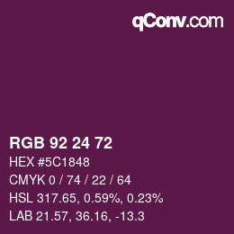 カラーコード: RGB 92 24 72 | qconv.com