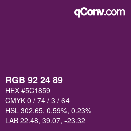 カラーコード: RGB 92 24 89 | qconv.com