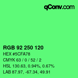 颜色代码: RGB 92 250 120 | qconv.com