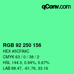 颜色代码: RGB 92 250 156 | qconv.com