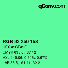 颜色代码: RGB 92 250 158 | qconv.com