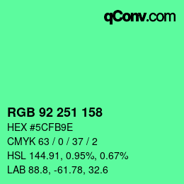 カラーコード: RGB 92 251 158 | qconv.com
