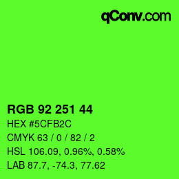 カラーコード: RGB 92 251 44 | qconv.com