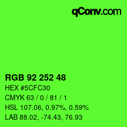 Color code: RGB 92 252 48 | qconv.com