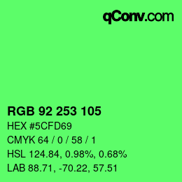 カラーコード: RGB 92 253 105 | qconv.com