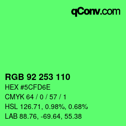 Color code: RGB 92 253 110 | qconv.com