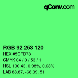 カラーコード: RGB 92 253 120 | qconv.com