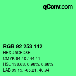 Color code: RGB 92 253 142 | qconv.com