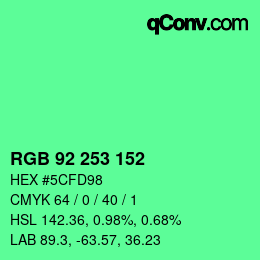 Color code: RGB 92 253 152 | qconv.com