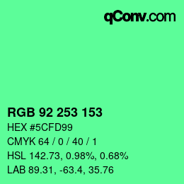 Color code: RGB 92 253 153 | qconv.com
