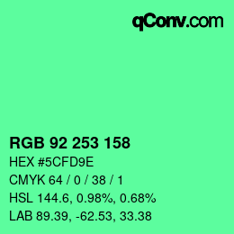 Color code: RGB 92 253 158 | qconv.com
