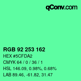 カラーコード: RGB 92 253 162 | qconv.com