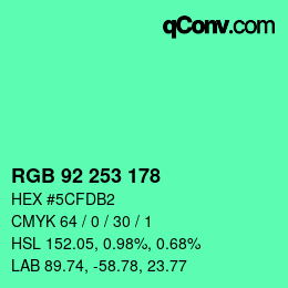 カラーコード: RGB 92 253 178 | qconv.com