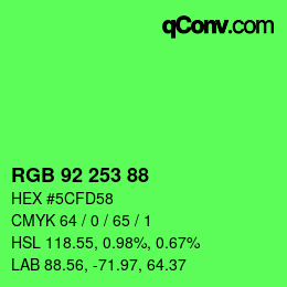 カラーコード: RGB 92 253 88 | qconv.com