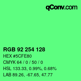 Color code: RGB 92 254 128 | qconv.com