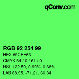 カラーコード: RGB 92 254 99 | qconv.com
