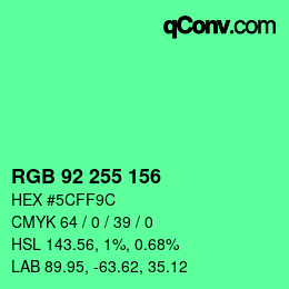Color code: RGB 92 255 156 | qconv.com