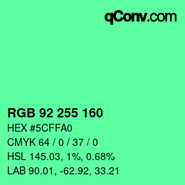 Color code: RGB 92 255 160 | qconv.com