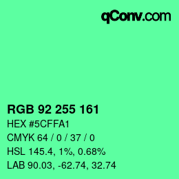 Color code: RGB 92 255 161 | qconv.com