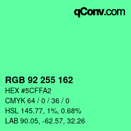 Color code: RGB 92 255 162 | qconv.com