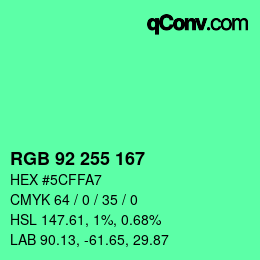 Color code: RGB 92 255 167 | qconv.com