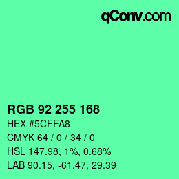 Color code: RGB 92 255 168 | qconv.com