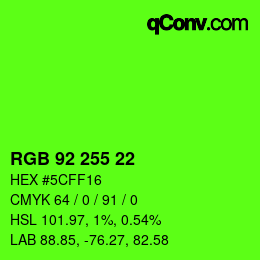 カラーコード: RGB 92 255 22 | qconv.com