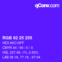 カラーコード: RGB 92 25 255 | qconv.com
