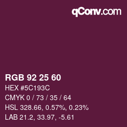 颜色代码: RGB 92 25 60 | qconv.com