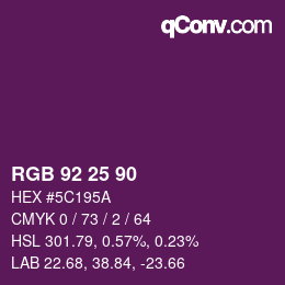 カラーコード: RGB 92 25 90 | qconv.com