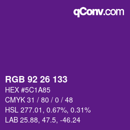 颜色代码: RGB 92 26 133 | qconv.com