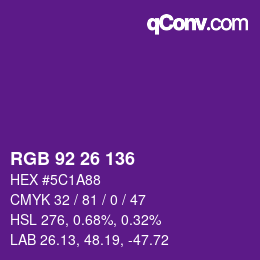 Color code: RGB 92 26 136 | qconv.com