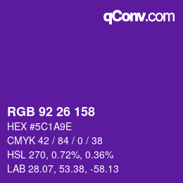 Color code: RGB 92 26 158 | qconv.com