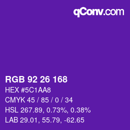 カラーコード: RGB 92 26 168 | qconv.com