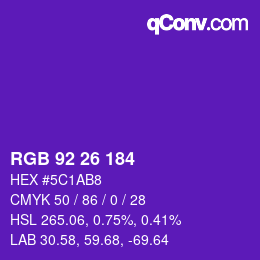 Color code: RGB 92 26 184 | qconv.com