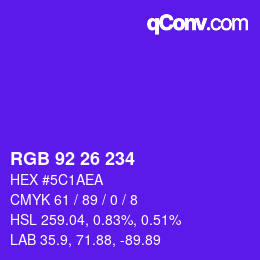 颜色代码: RGB 92 26 234 | qconv.com
