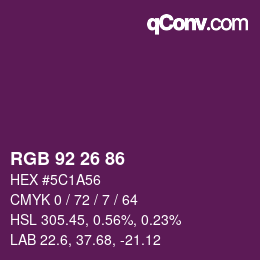 カラーコード: RGB 92 26 86 | qconv.com