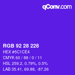 Color code: RGB 92 28 228 | qconv.com