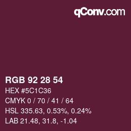 カラーコード: RGB 92 28 54 | qconv.com