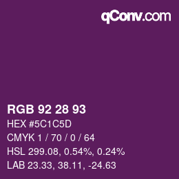 Color code: RGB 92 28 93 | qconv.com